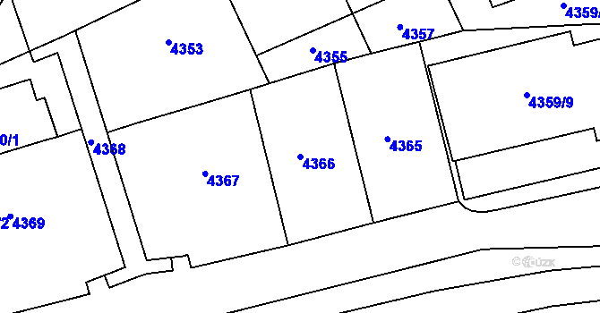 Parcela st. 4366 v KÚ Smíchov, Katastrální mapa