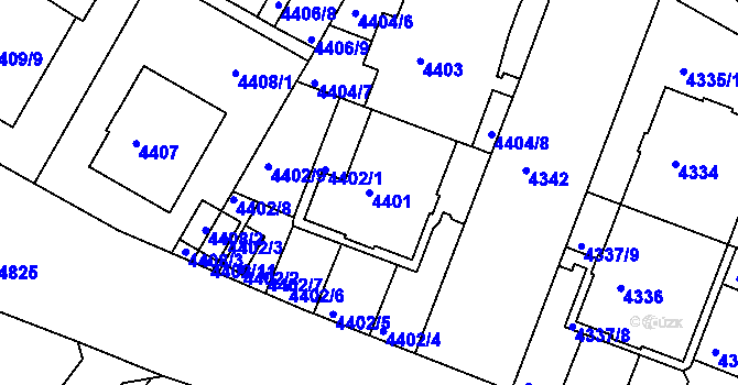 Parcela st. 4401 v KÚ Smíchov, Katastrální mapa