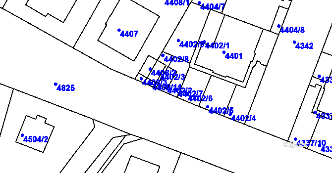 Parcela st. 4402/2 v KÚ Smíchov, Katastrální mapa