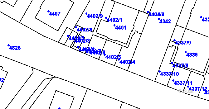 Parcela st. 4402/5 v KÚ Smíchov, Katastrální mapa