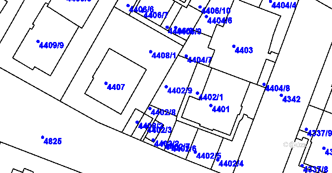 Parcela st. 4402/9 v KÚ Smíchov, Katastrální mapa