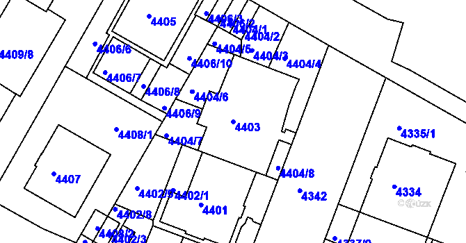Parcela st. 4403 v KÚ Smíchov, Katastrální mapa