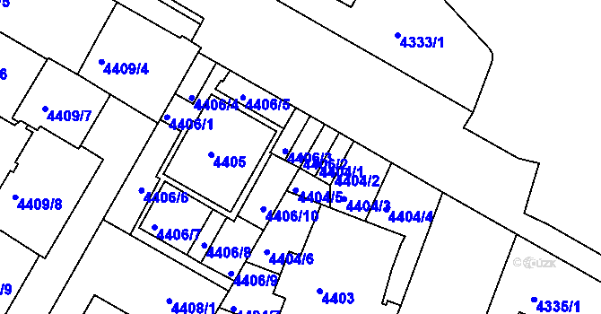 Parcela st. 4406/2 v KÚ Smíchov, Katastrální mapa