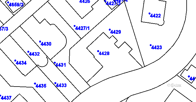 Parcela st. 4428 v KÚ Smíchov, Katastrální mapa