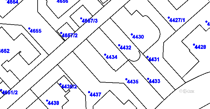 Parcela st. 4434 v KÚ Smíchov, Katastrální mapa