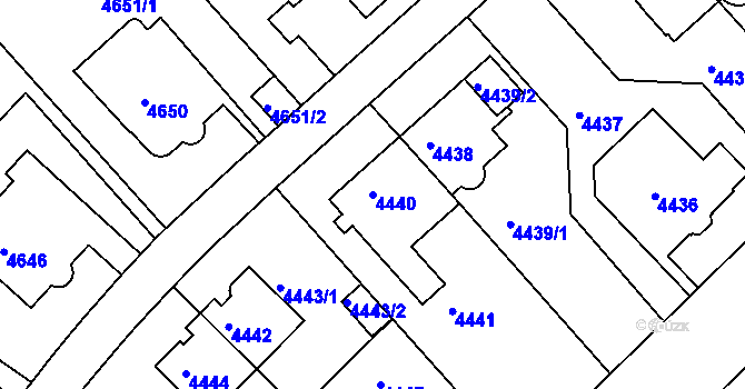 Parcela st. 4440 v KÚ Smíchov, Katastrální mapa