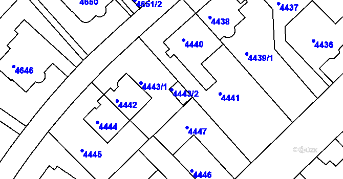 Parcela st. 4443/2 v KÚ Smíchov, Katastrální mapa