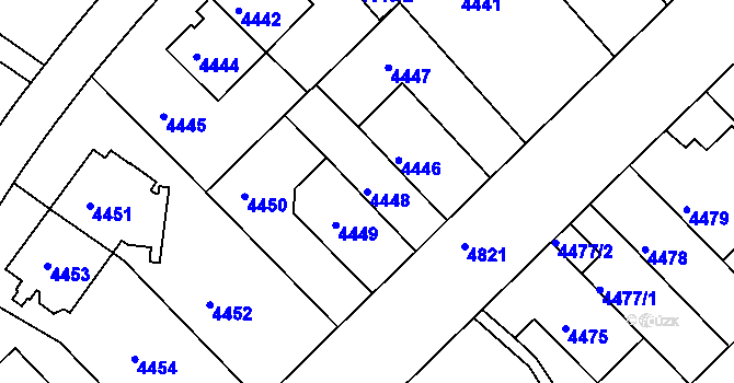 Parcela st. 4448 v KÚ Smíchov, Katastrální mapa