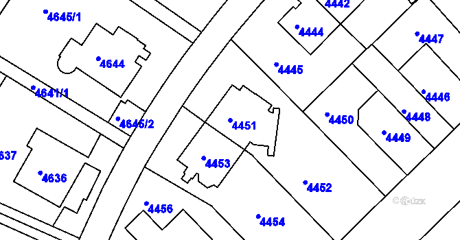 Parcela st. 4451 v KÚ Smíchov, Katastrální mapa