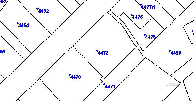 Parcela st. 4472 v KÚ Smíchov, Katastrální mapa