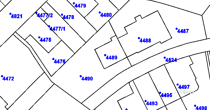 Parcela st. 4489 v KÚ Smíchov, Katastrální mapa