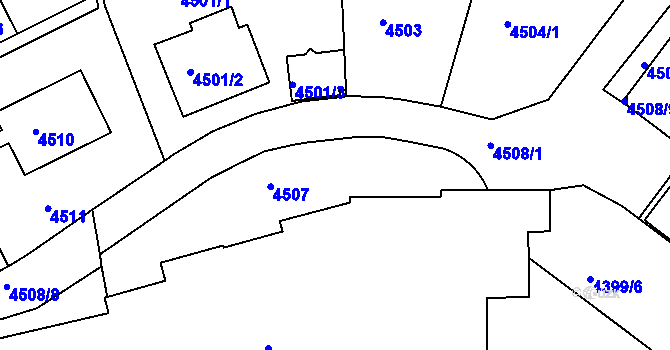 Parcela st. 4505/1 v KÚ Smíchov, Katastrální mapa
