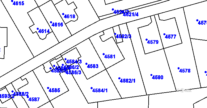 Parcela st. 4581 v KÚ Smíchov, Katastrální mapa