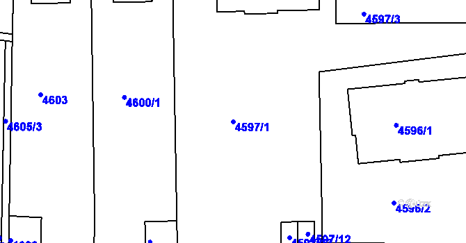 Parcela st. 4597/1 v KÚ Smíchov, Katastrální mapa