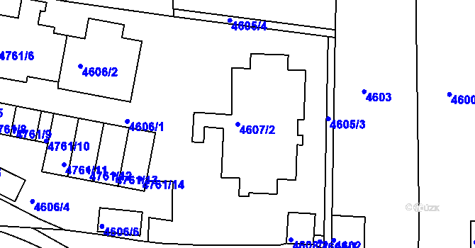 Parcela st. 4607/2 v KÚ Smíchov, Katastrální mapa