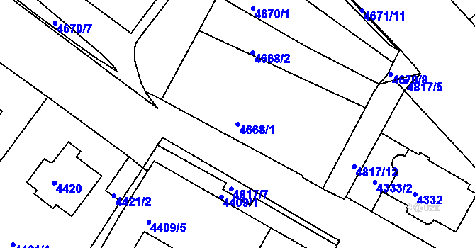 Parcela st. 4668/1 v KÚ Smíchov, Katastrální mapa