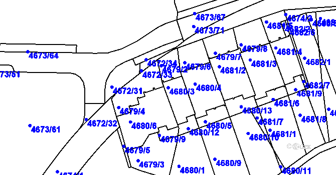 Parcela st. 4680/3 v KÚ Smíchov, Katastrální mapa