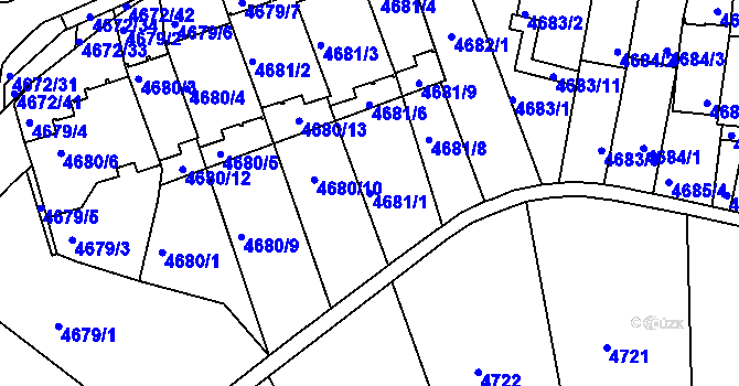 Parcela st. 4681/1 v KÚ Smíchov, Katastrální mapa