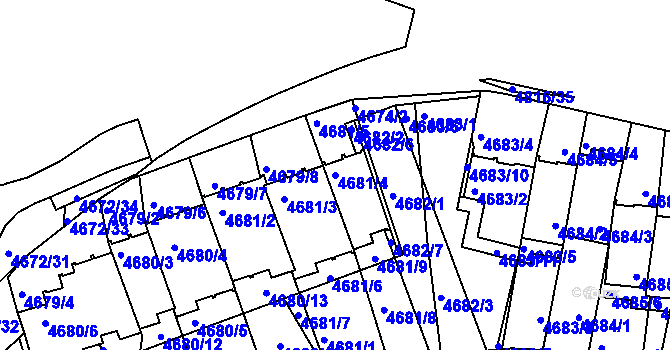 Parcela st. 4681/4 v KÚ Smíchov, Katastrální mapa