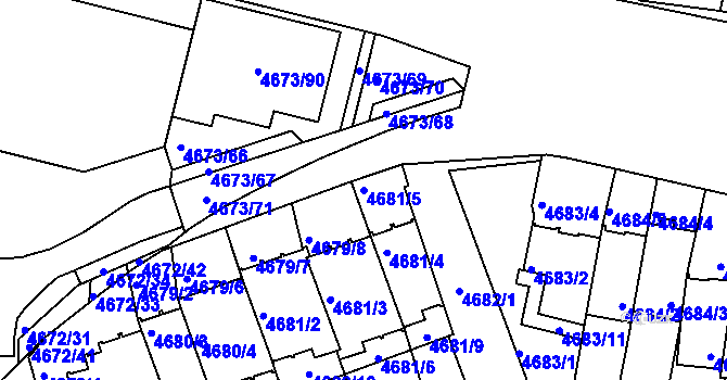 Parcela st. 4681/5 v KÚ Smíchov, Katastrální mapa