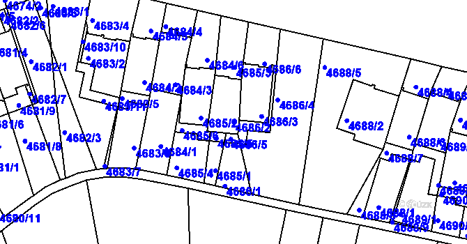 Parcela st. 4686/2 v KÚ Smíchov, Katastrální mapa