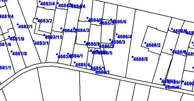 Parcela st. 4686/5 v KÚ Smíchov, Katastrální mapa