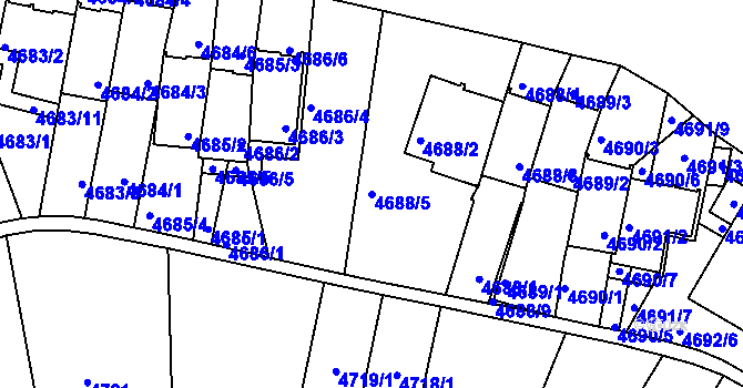 Parcela st. 4688/5 v KÚ Smíchov, Katastrální mapa