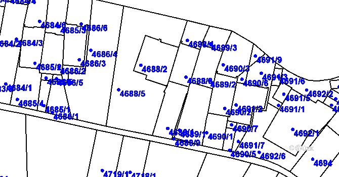 Parcela st. 4688/7 v KÚ Smíchov, Katastrální mapa