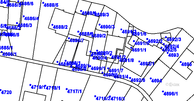 Parcela st. 4690/2 v KÚ Smíchov, Katastrální mapa