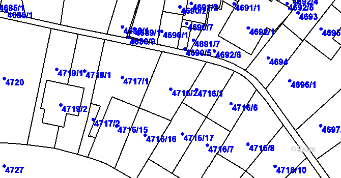 Parcela st. 4716/2 v KÚ Smíchov, Katastrální mapa