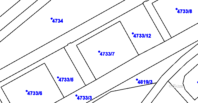 Parcela st. 4733/7 v KÚ Smíchov, Katastrální mapa