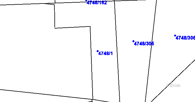 Parcela st. 4748/1 v KÚ Smíchov, Katastrální mapa