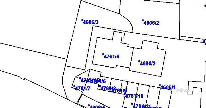 Parcela st. 4761/6 v KÚ Smíchov, Katastrální mapa