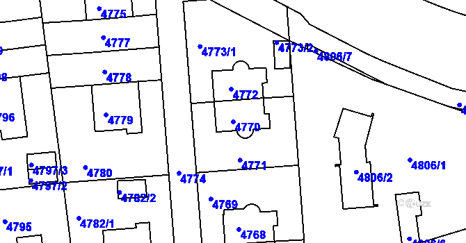 Parcela st. 4770 v KÚ Smíchov, Katastrální mapa
