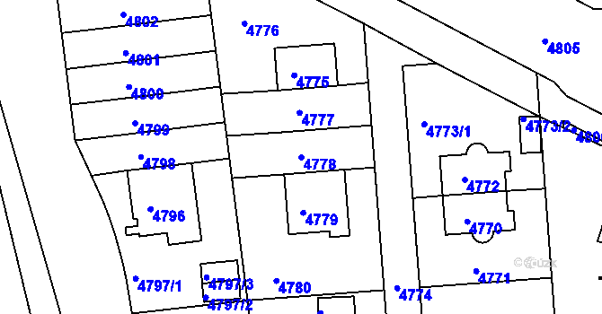 Parcela st. 4778 v KÚ Smíchov, Katastrální mapa