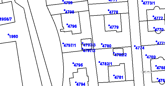 Parcela st. 4797/3 v KÚ Smíchov, Katastrální mapa