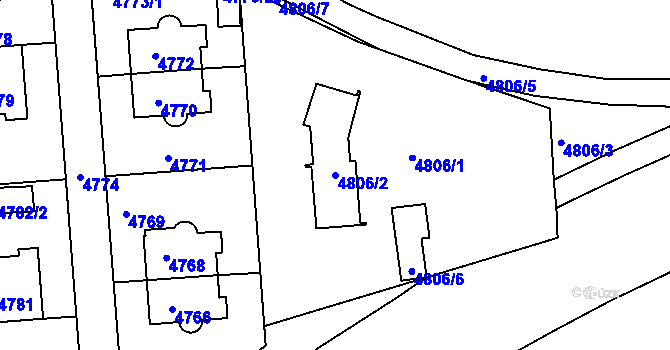 Parcela st. 4806/2 v KÚ Smíchov, Katastrální mapa