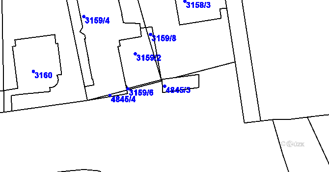 Parcela st. 4845/3 v KÚ Smíchov, Katastrální mapa