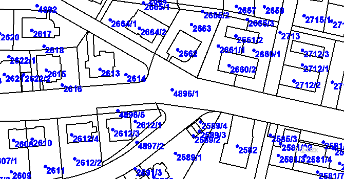 Parcela st. 4896/1 v KÚ Smíchov, Katastrální mapa