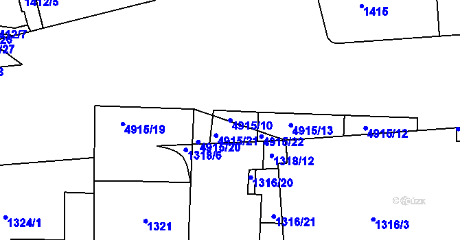 Parcela st. 4915/10 v KÚ Smíchov, Katastrální mapa