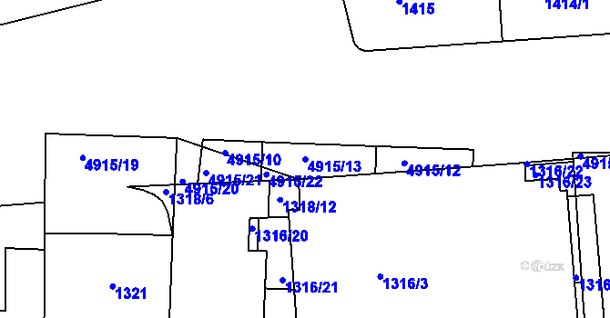 Parcela st. 4915/13 v KÚ Smíchov, Katastrální mapa