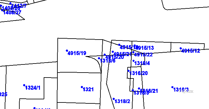Parcela st. 4915/20 v KÚ Smíchov, Katastrální mapa
