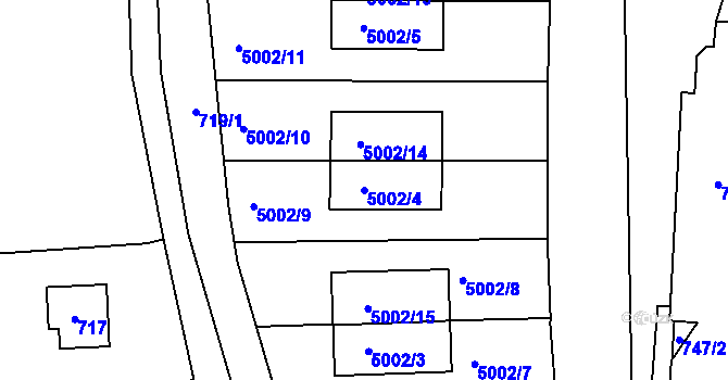 Parcela st. 5002/4 v KÚ Smíchov, Katastrální mapa