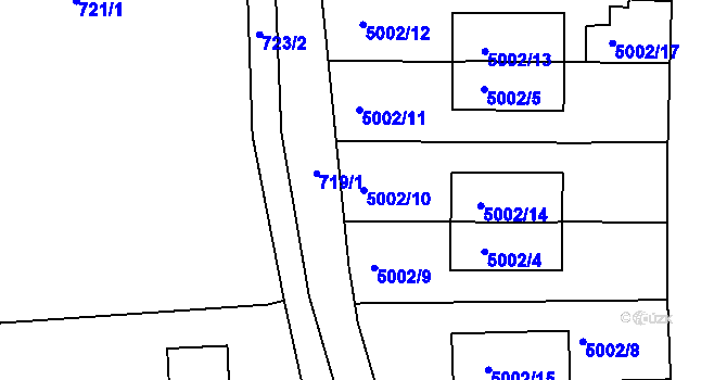 Parcela st. 5002/10 v KÚ Smíchov, Katastrální mapa