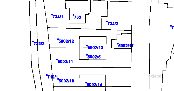 Parcela st. 5002/13 v KÚ Smíchov, Katastrální mapa