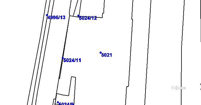 Parcela st. 5021 v KÚ Smíchov, Katastrální mapa