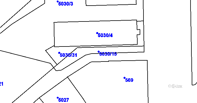 Parcela st. 5030/15 v KÚ Smíchov, Katastrální mapa