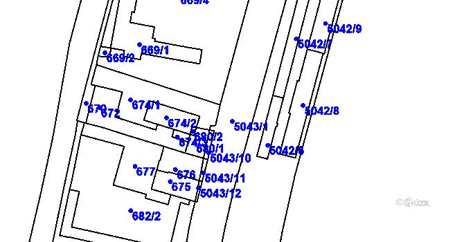 Parcela st. 5043/1 v KÚ Smíchov, Katastrální mapa