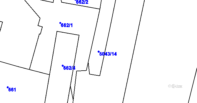 Parcela st. 5043/14 v KÚ Smíchov, Katastrální mapa