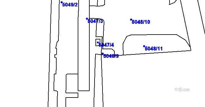 Parcela st. 5048/9 v KÚ Smíchov, Katastrální mapa